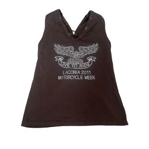 y2k grunge biker lace up tank top